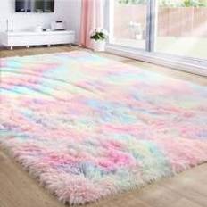 Shein Rainbow Plush Soft Children's Carpet Multicolour