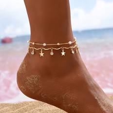 Anklets on sale Shein Random Rhinestone Star Charm Anklet 2pcs