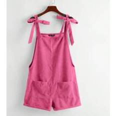 Elastane/Lycra/Spandex Jumpsuits & Overalls Shein Knot Shoulder Patch Pocket Roll Overall Romper