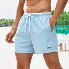 Shein Swimwear Shein Men Letter Graphic Drawstring Waist Swim Trunks