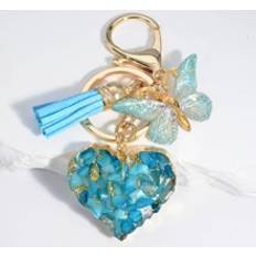 Blåa Nyckelringar Shein Butterfly & Tassel Charm Keychain