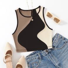 Multifärgade Linnen Shein Color Block Tank Top