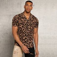 Herr - Leopard Skjortor Shein Men Leopard Button Front Shirt