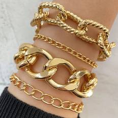 Smycken Shein 4pcs Minimalist Link Bracelet