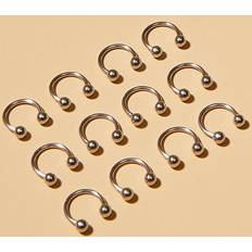Smycken Shein 12pcs Simple Stainless Steel Nose Ring For Women, Perfect For Night Market, Party, Gathering, Festival, And Birthday Gift