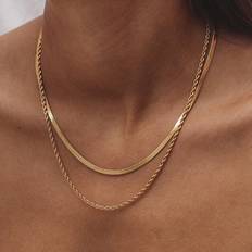Smycken Shein 1pc Twist Design Layered Necklace Copper Jewelry