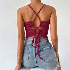 Adjustable Straps Tops Shein Crisscross Tie Backless Cami Top