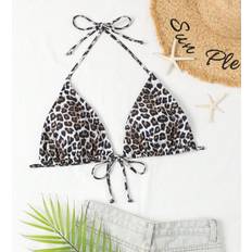 Shein Bikini Tops Shein Summer Beach Plus Leopard Halter Bikini Top