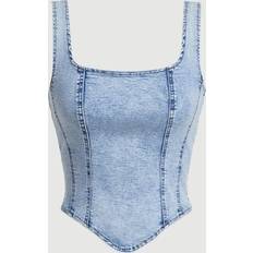 Denim Tank Tops Shein Square Neck Hanky Hem Tank Denim Top