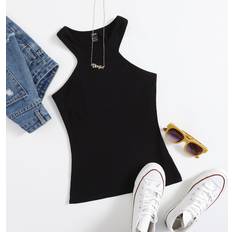 XXXS Linnen Shein Solid Form Fitted Tank Top
