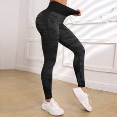 Shein Tights Shein Camo Print Training Tights Seamless High Stretch Tummy Control Athletic Leggings