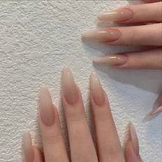 Shein Almond-Shaped French Gradient False Nail Tips - Jelly Gel