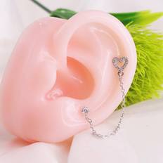 Smycken Shein 1pc Cubic Zirconia Heart Decor Earring