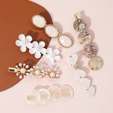 Multicolour Hair Clips Shein 6pcs Multicolor Shell Flower Resin Hair Clip