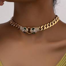 Smycken Shein Rhinestone Snake Design Necklace