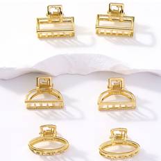 Gold Hair Clips Shein 6pcs Solid Metal Hair Claw Street Gold Head Piece