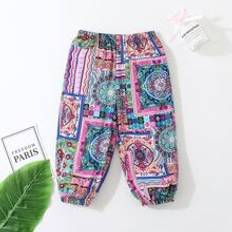 Multicoloured Trousers Shein Baby Scarf And Floral Print Jogger Pants