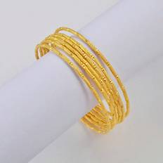 Smycken Shein 6pcs/set Textured Metal Bangle