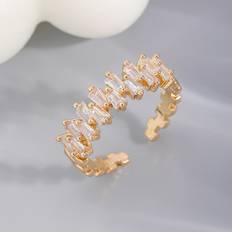Smycken Shein Cubic Zirconia Decor Cuff Ring