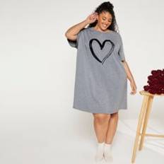 Polyester Nightgowns Shein Plus Heart Print Nightdress