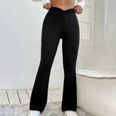 Shein Byxor Shein Overlap Waist Flare Leg Pants