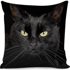 Fiber Kuddar Shein Cat Print Cushion Cover Without Kuddöverdrag Svart