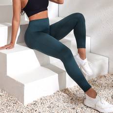 Turquoise Tights Shein Workout Leggings High Stretch Rib Knit Sports Tights