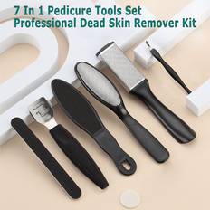 Fotfilar Shein 7pcs Black Foot Callus Remover Pedicure Set