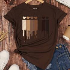 Lace T-shirts Shein Stmove Heart Print Tee - Graphic