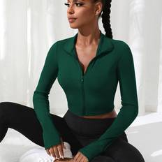 Shein Outerwear Shein Breathable Zipper Front Rib Knit Sports Jacket