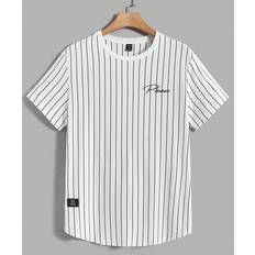 Shein Överdelar Shein Men Striped & Letter Graphic Tee