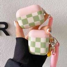 Headphone Accessories Shein Apple Checkered Print Case Compatible AirPods Pro