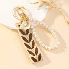 Plånböcker & Nyckelhållare Shein Leaf Pattern Faux Pearl Keychain