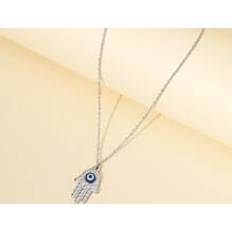 Shein Evil Eye Detail Hamsa Hand Charm Necklace