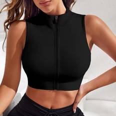 Shein Tank Tops Shein Zip Up Crop Sports Tank Top