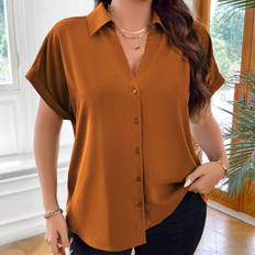 Shein Shirts Shein Plus Solid Batwing Sleeve Shirt