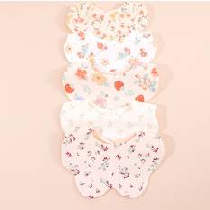 Shein 5pcs Baby Flower Pattern Breathable Bib For Summer