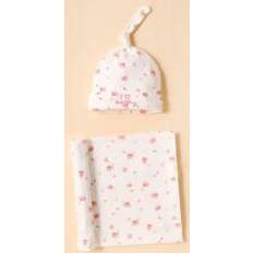 Barn- & Babytillbehör Shein 1pc Baby Floral Print Swaddling Blanket & 1pc Hat