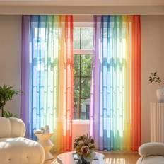 Rainbow Striped Pattern Single Panel Sheer Curtain