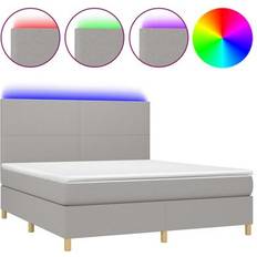 vidaXL Box Spring Colchón Luces 160x200 cm - Marrón Cama Continental