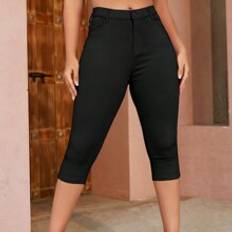 Adult - Chinos Trousers Shein Apperloth A Solid Capri Skinny Trousers