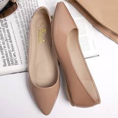 Dam - Gröna Ballerinaskor Shein Patent PU Closed Toe Ballerina Flats