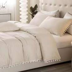Hemtextil Shein Pom Pom Cover Påslakan Beige
