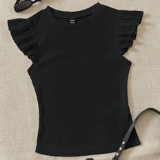 Shein Överdelar Shein Ruffle Trim Solid Tee