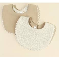 Barn- & Babytillbehör Shein 2pcs Baby Floral Pattern Scallop Trim Bib