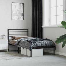 Stål Sängramar vidaXL Med Huvudgavel Metall Svart 90x190 cm Sängram