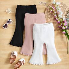 6-9M Trousers Shein Baby 3pcs Lettuce Trim Flare Leg Trousers