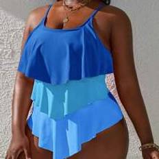 Shein Swimsuits Shein Plus Colorblock Ruffle Hem One Piece Swimsuit