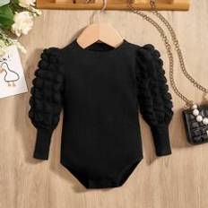 Bodysuits Shein Baby Girl Textured Gigot Sleeve Bodysuit