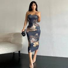 Shein Sort Kjoler Shein Figure Graphic Tube Bodycon Dress